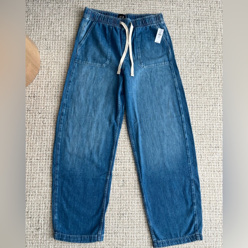 NWT Gap Tie Waist Barrel Jeans | M Tall